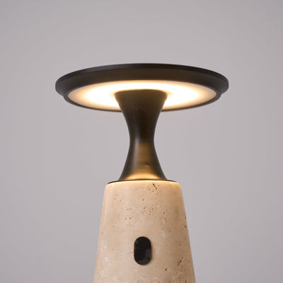 Vespera Sculptural Travertine Table Lamp