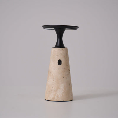 Vespera Sculptural Travertine Table Lamp