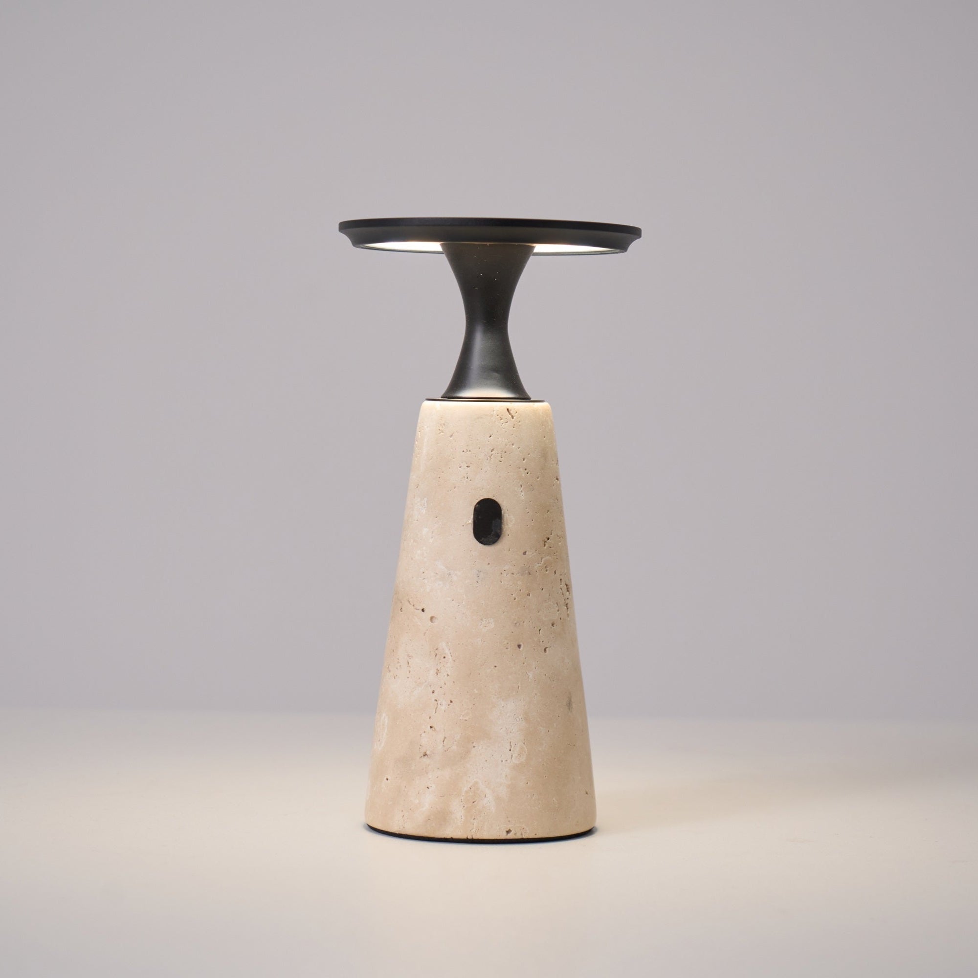 Vespera Sculptural Travertine Table Lamp
