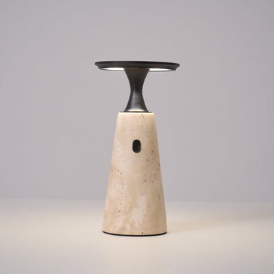 Vespera Sculptural Travertine Table Lamp