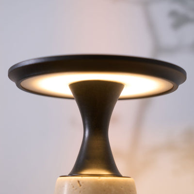 Vespera Sculptural Travertine Table Lamp