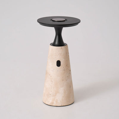 Vespera Sculptural Travertine Table Lamp
