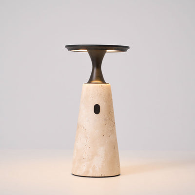 Vespera Sculptural Travertine Table Lamp