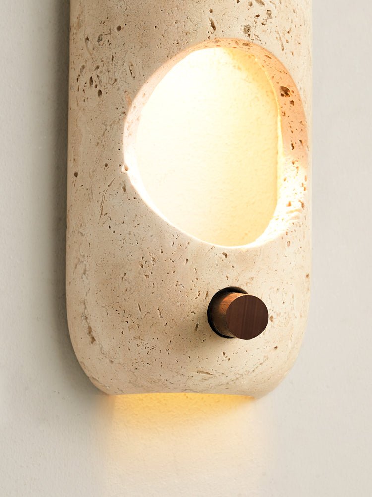 Serirella Travertine Aperture Wall Sconce