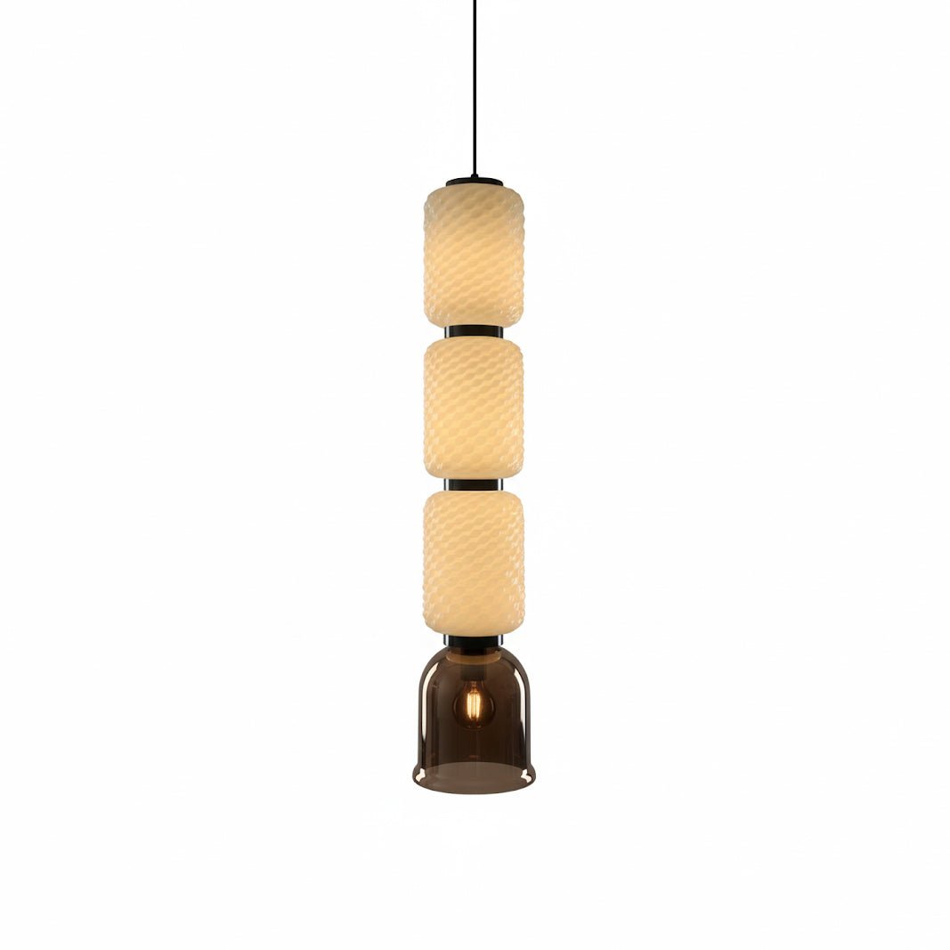 Calveris Textured Layered Glass Pendant Light