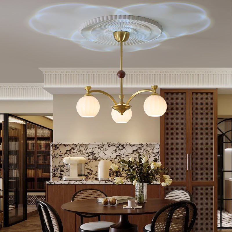Usilia Elegance Vintage Glass Wood Chandelier