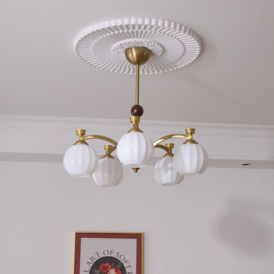 Usilia Elegance Vintage Glass Wood Chandelier