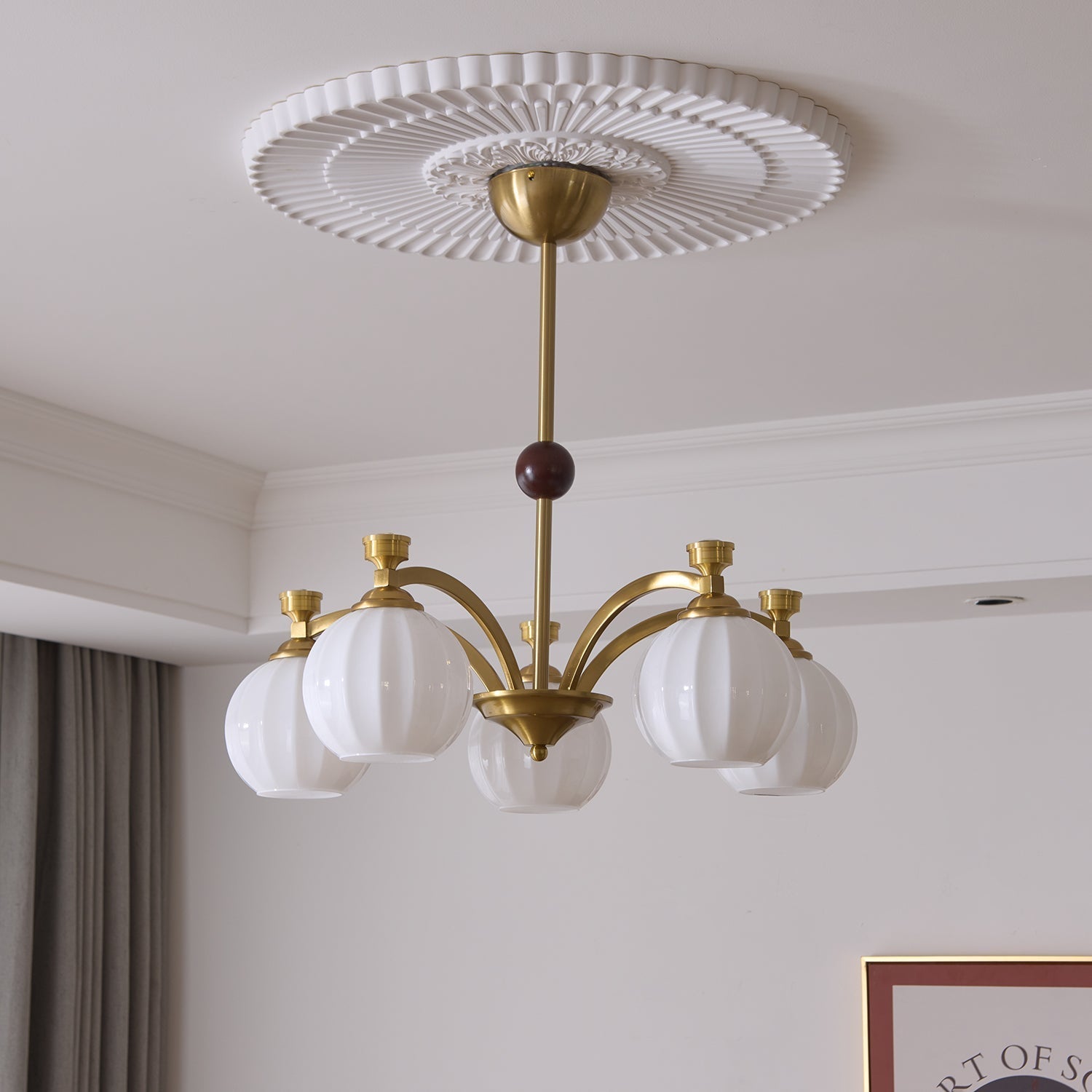 Usilia Elegance Vintage Glass Wood Chandelier
