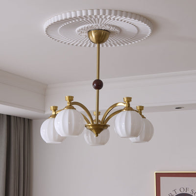 Usilia Elegance Vintage Glass Wood Chandelier