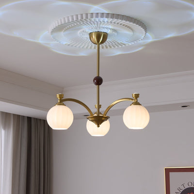 Usilia Elegance Vintage Glass Wood Chandelier