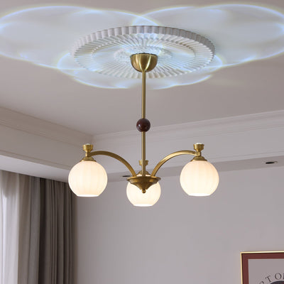 Usilia Elegance Vintage Glass Wood Chandelier