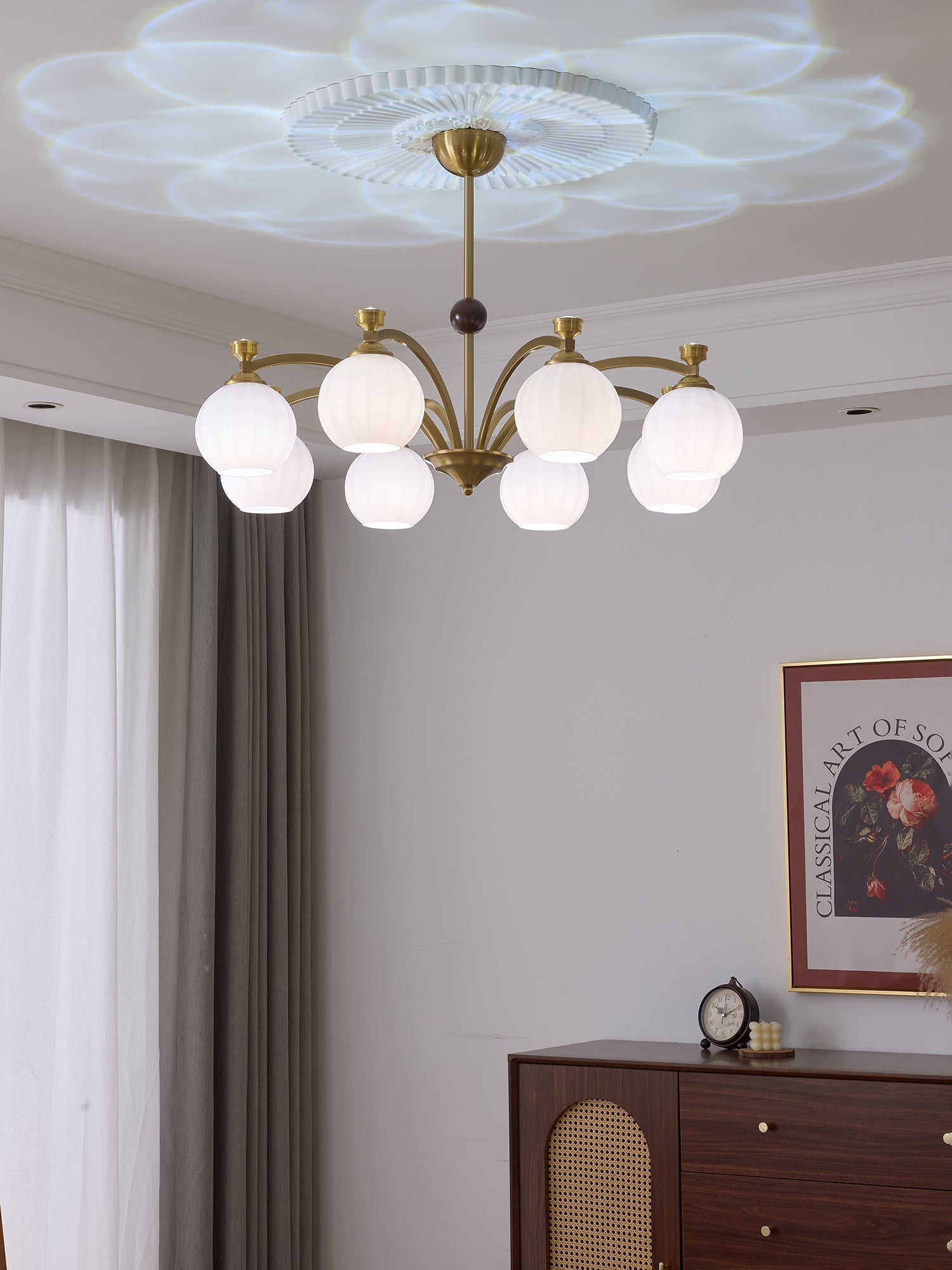 Usilia Elegance Vintage Glass Wood Chandelier