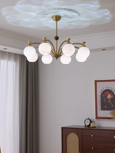 Usilia Elegance Vintage Glass Wood Chandelier
