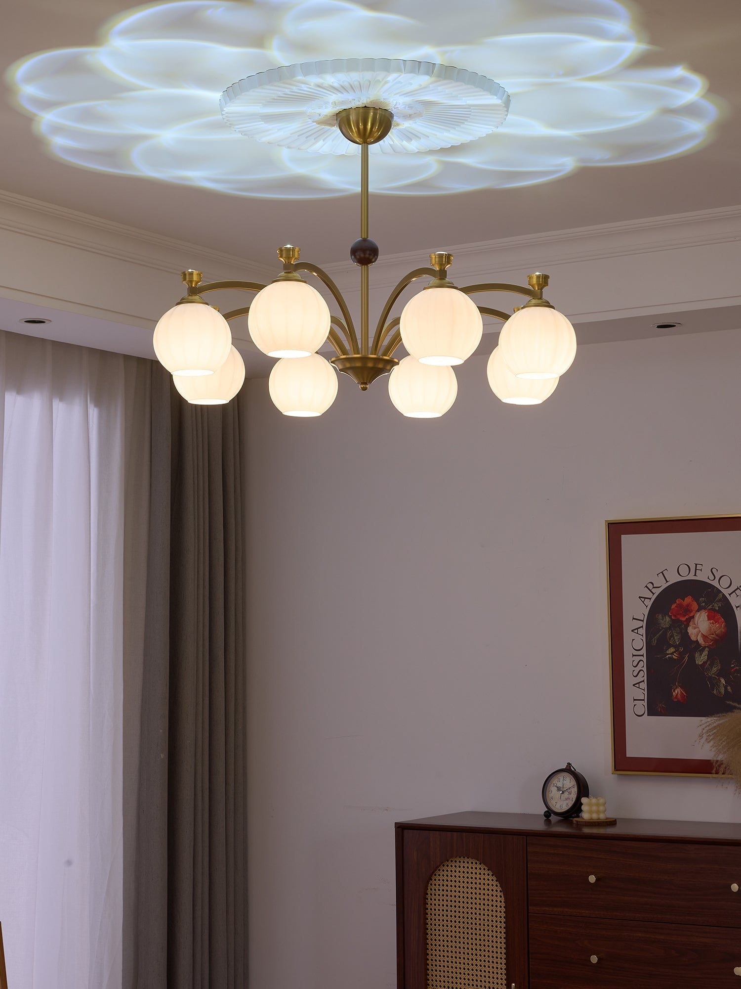 Usilia Elegance Vintage Glass Wood Chandelier