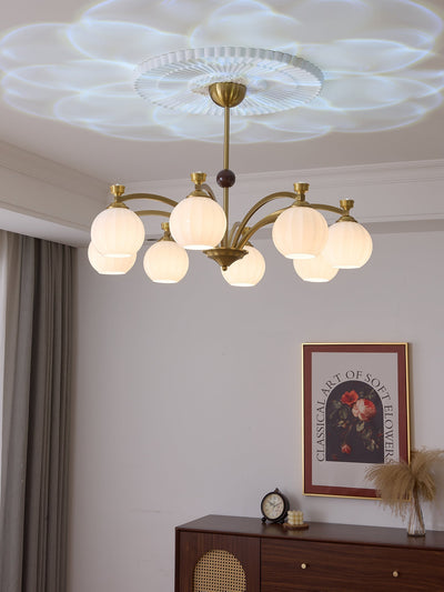 Usilia Elegance Vintage Glass Wood Chandelier