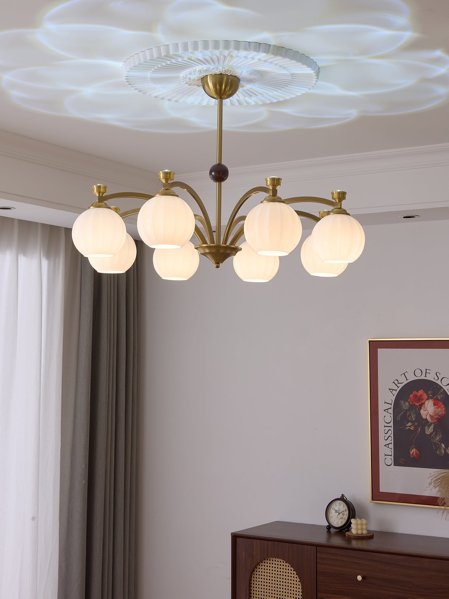 Usilia Elegance Vintage Glass Wood Chandelier