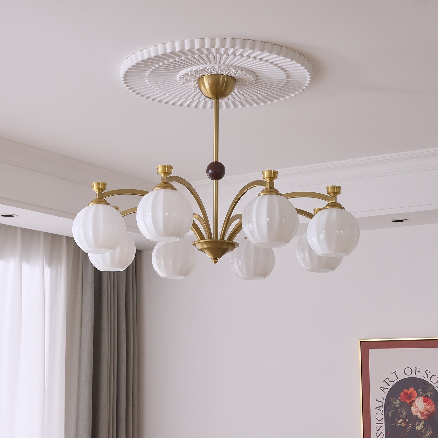 Usilia Elegance Vintage Glass Wood Chandelier