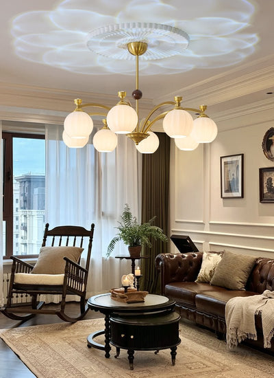 Usilia Elegance Vintage Glass Wood Chandelier