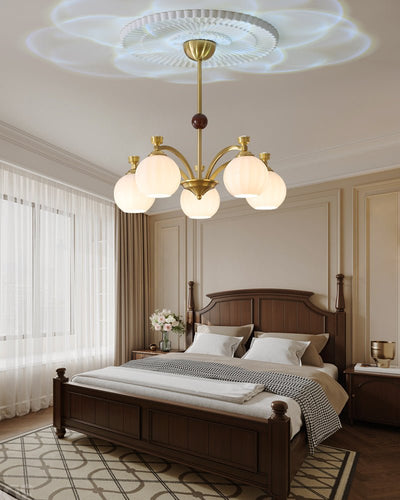 Usilia Elegance Vintage Glass Wood Chandelier
