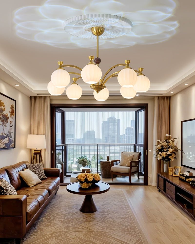 Usilia Elegance Vintage Glass Wood Chandelier