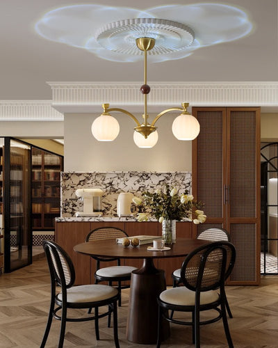 Usilia Elegance Vintage Glass Wood Chandelier