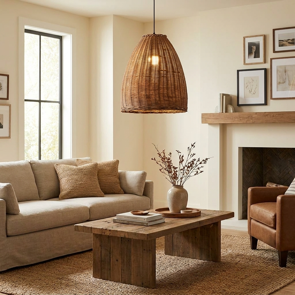 Jarrowcombe Woven Rattan Pendant Lamp
