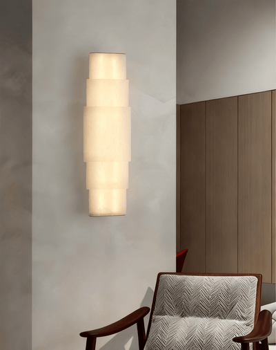Dornette Tiered Alabaster Column Sconce