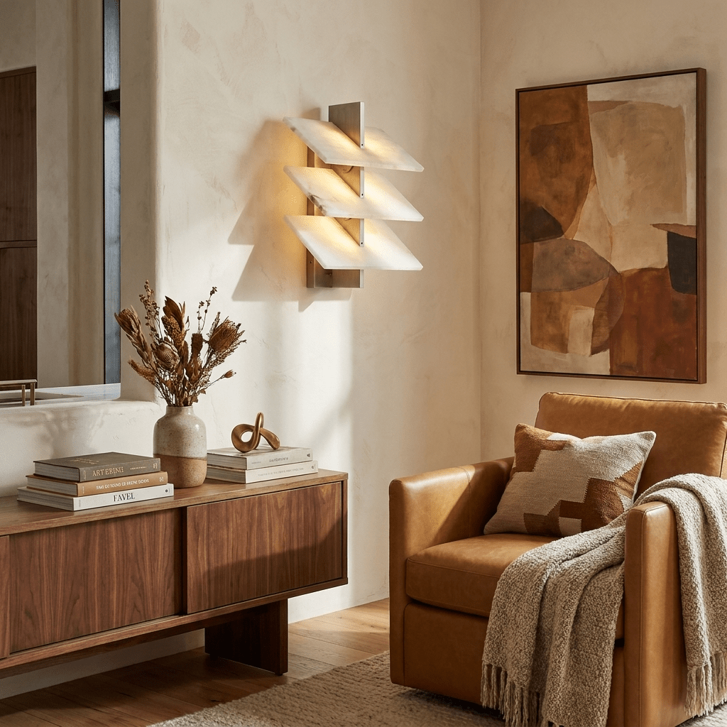 Tiered Alabaster Wall Sconce