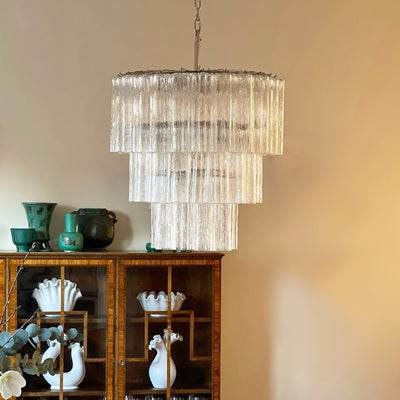 Lioroiel Chandelier Tiered Murano Glass Tube Waterfall Luxury