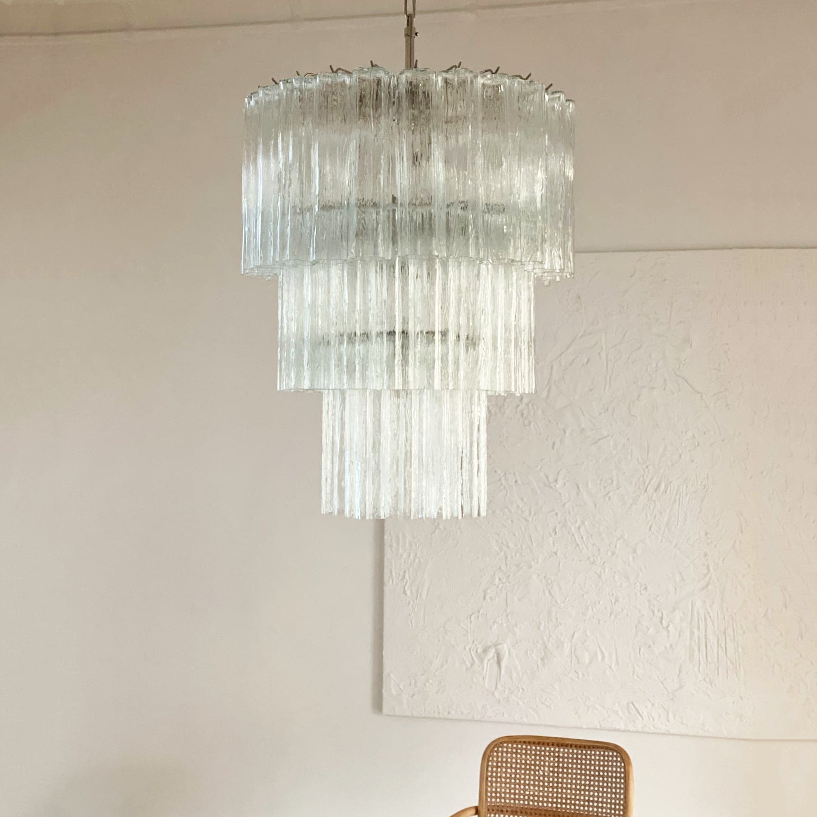 Lioroiel Chandelier Tiered Murano Glass Tube Waterfall Luxury