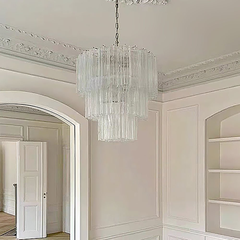 Lioroiel Chandelier Tiered Murano Glass Tube Waterfall Luxury