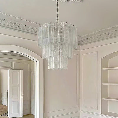 Lioroiel Chandelier Tiered Murano Glass Tube Waterfall Luxury
