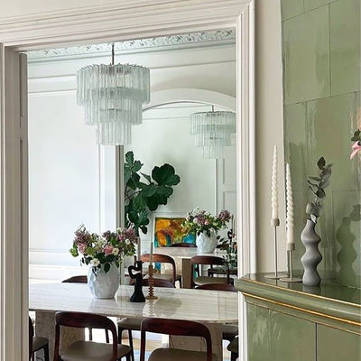 Lioroiel Chandelier Tiered Murano Glass Tube Waterfall Luxury