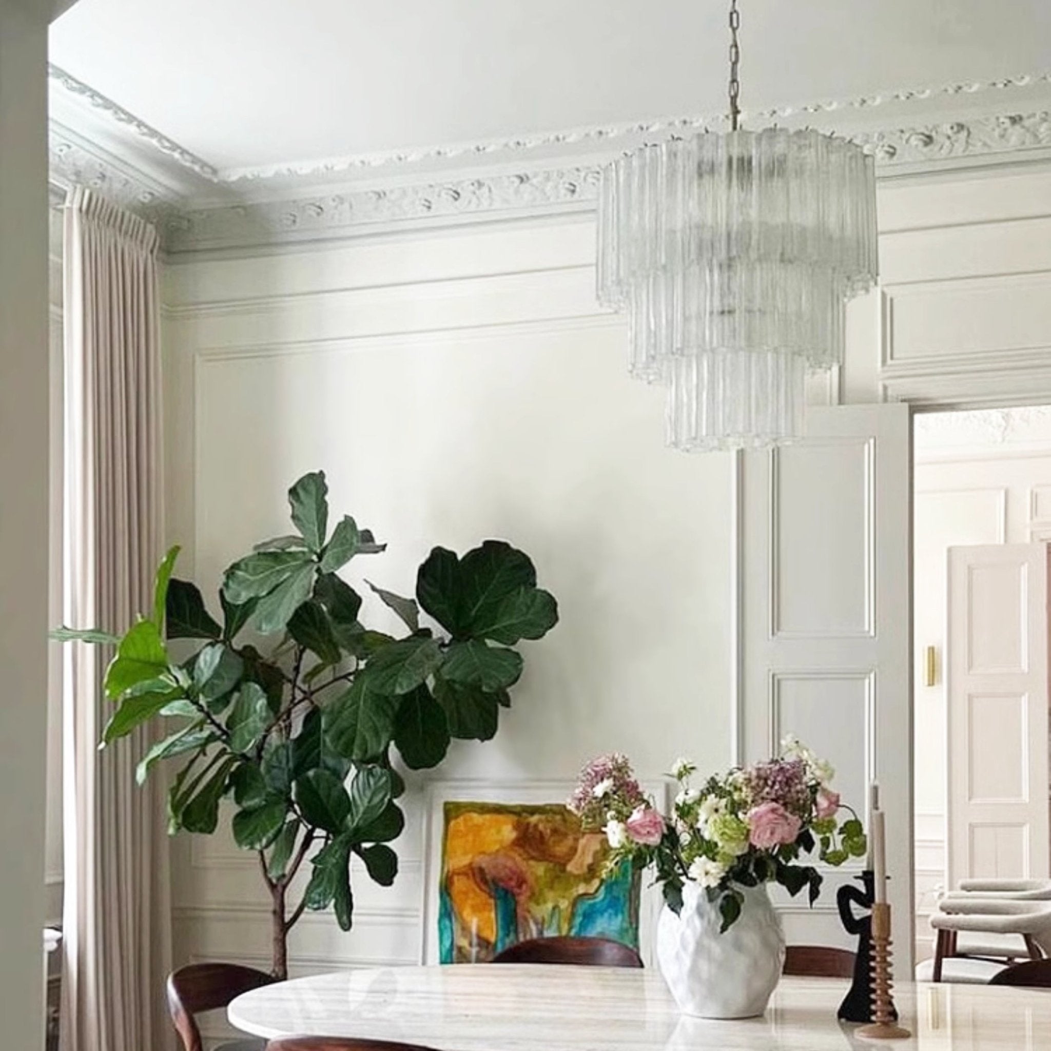 Lioroiel Chandelier Tiered Murano Glass Tube Waterfall Luxury