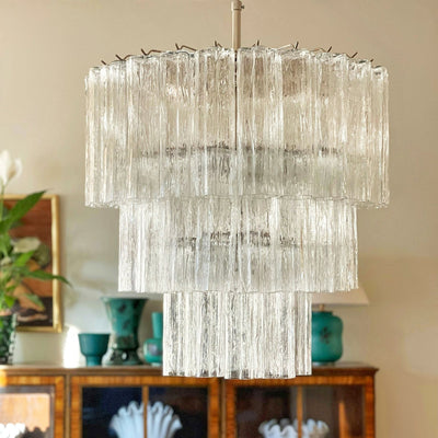 Lioroiel Chandelier Tiered Murano Glass Tube Waterfall Luxury