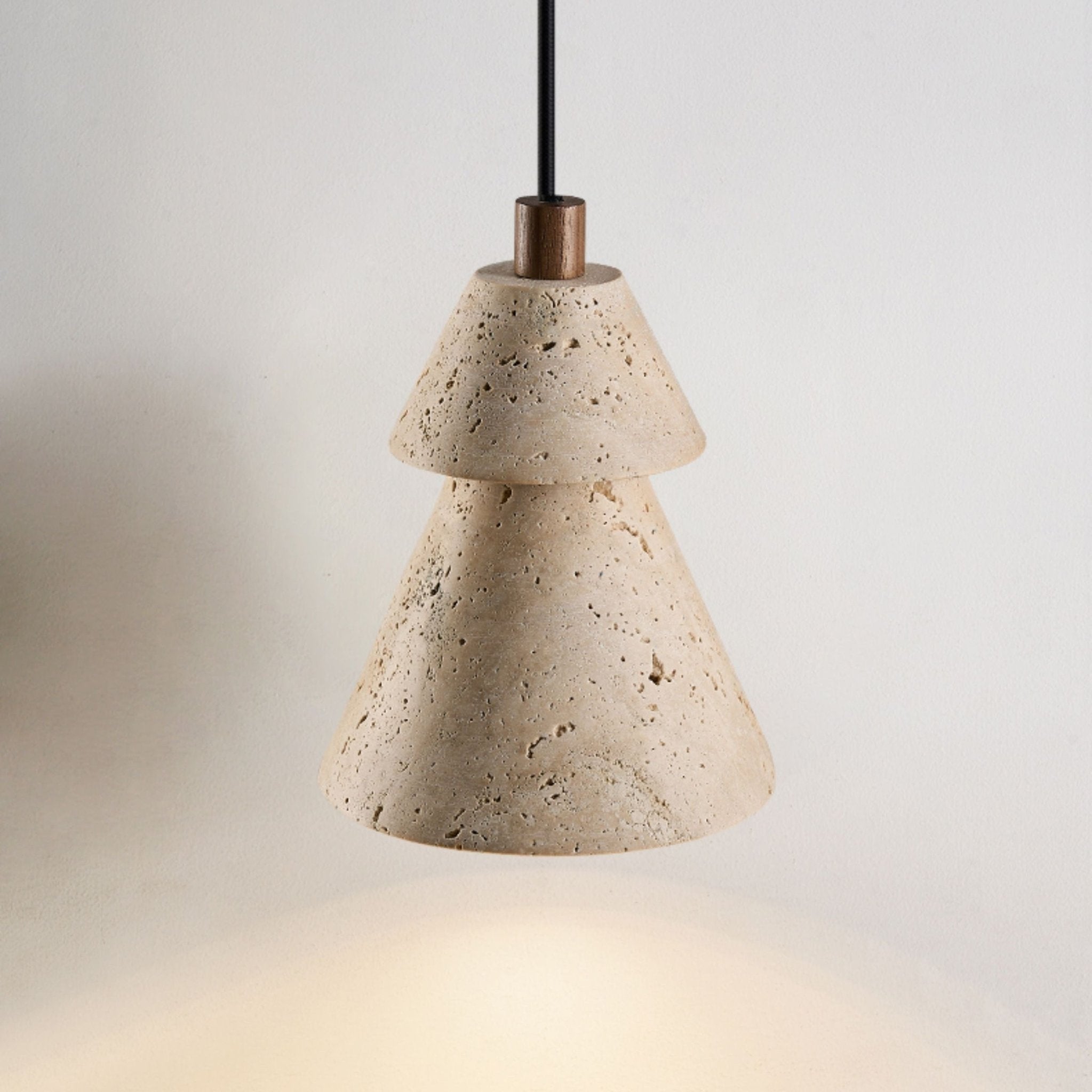 Toren Tiered Travertine Cone Pendant Light