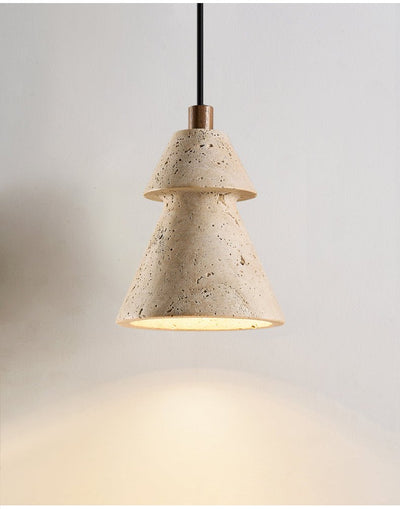 Toren Tiered Travertine Cone Pendant Light