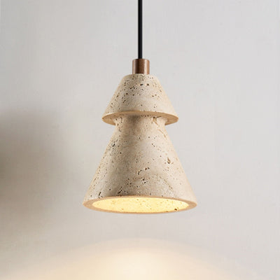 Toren Tiered Travertine Cone Pendant Light