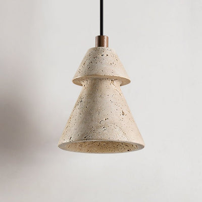 Toren Tiered Travertine Cone Pendant Light