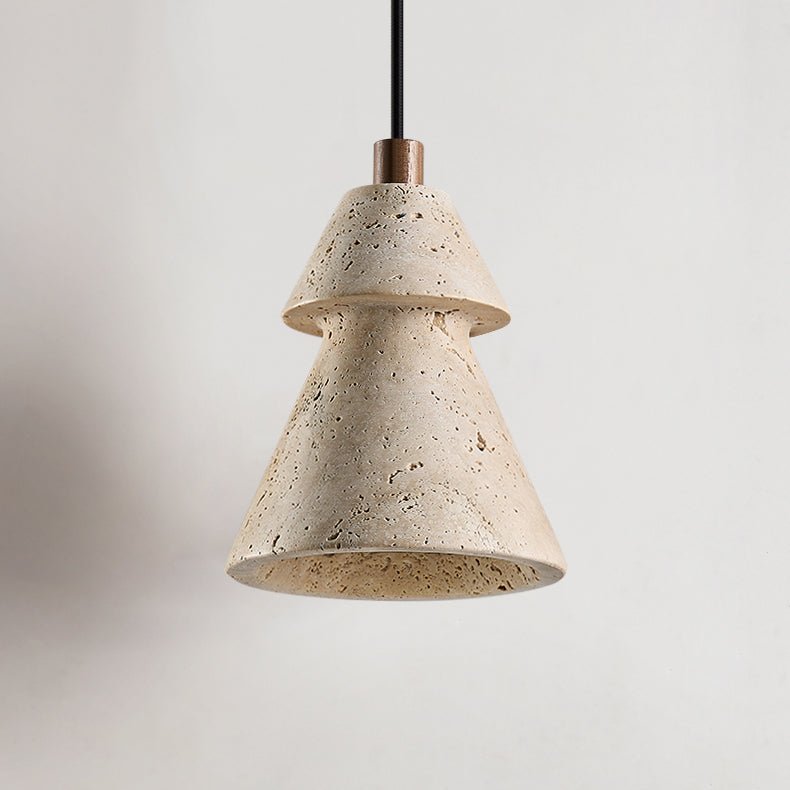 Toren Tiered Travertine Cone Pendant Light