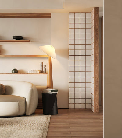 Apex Wooden Tapered Floor Lamp