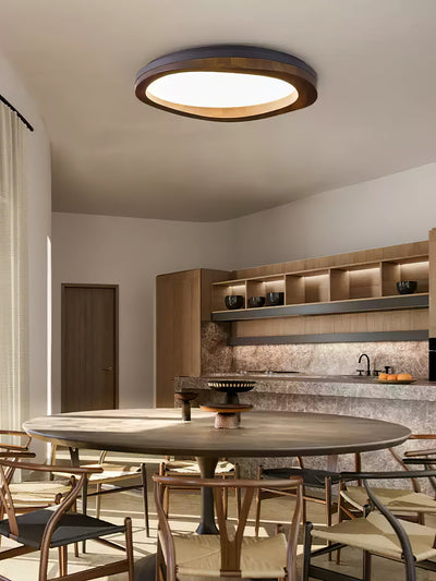 Artalis Walnut Wood Flush Mount