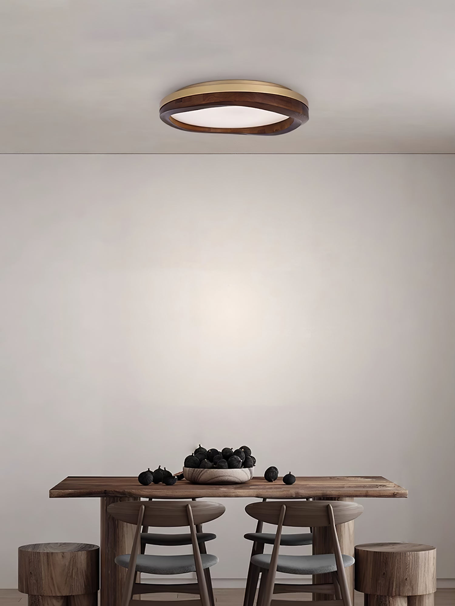 Artalis Walnut Wood Flush Mount