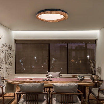 Artalis Walnut Wood Flush Mount