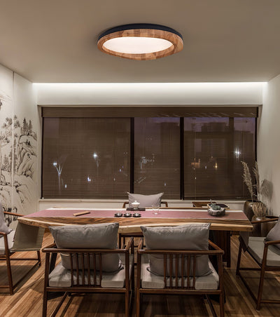 Artalis Walnut Wood Flush Mount