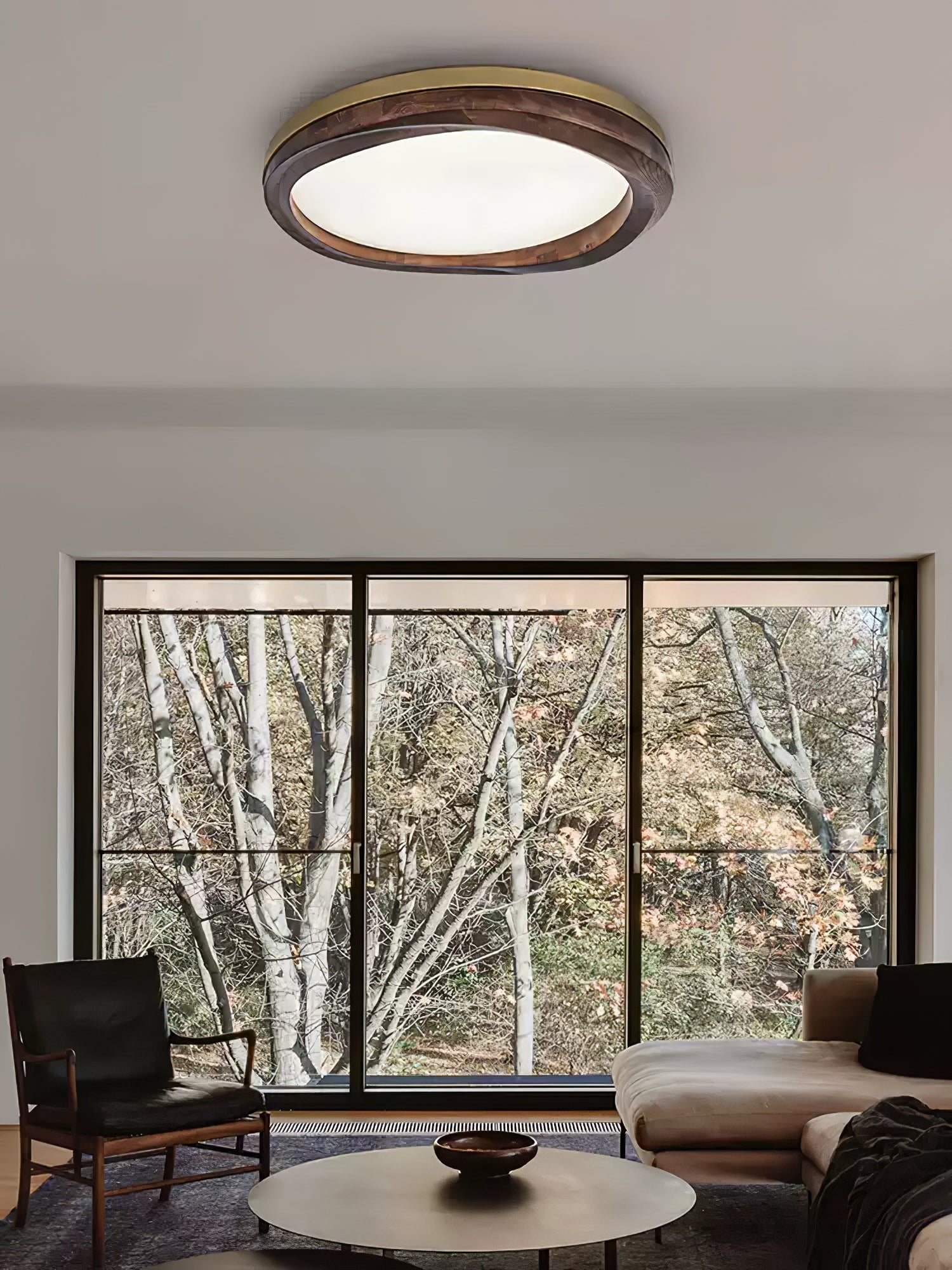 Artalis Walnut Wood Flush Mount
