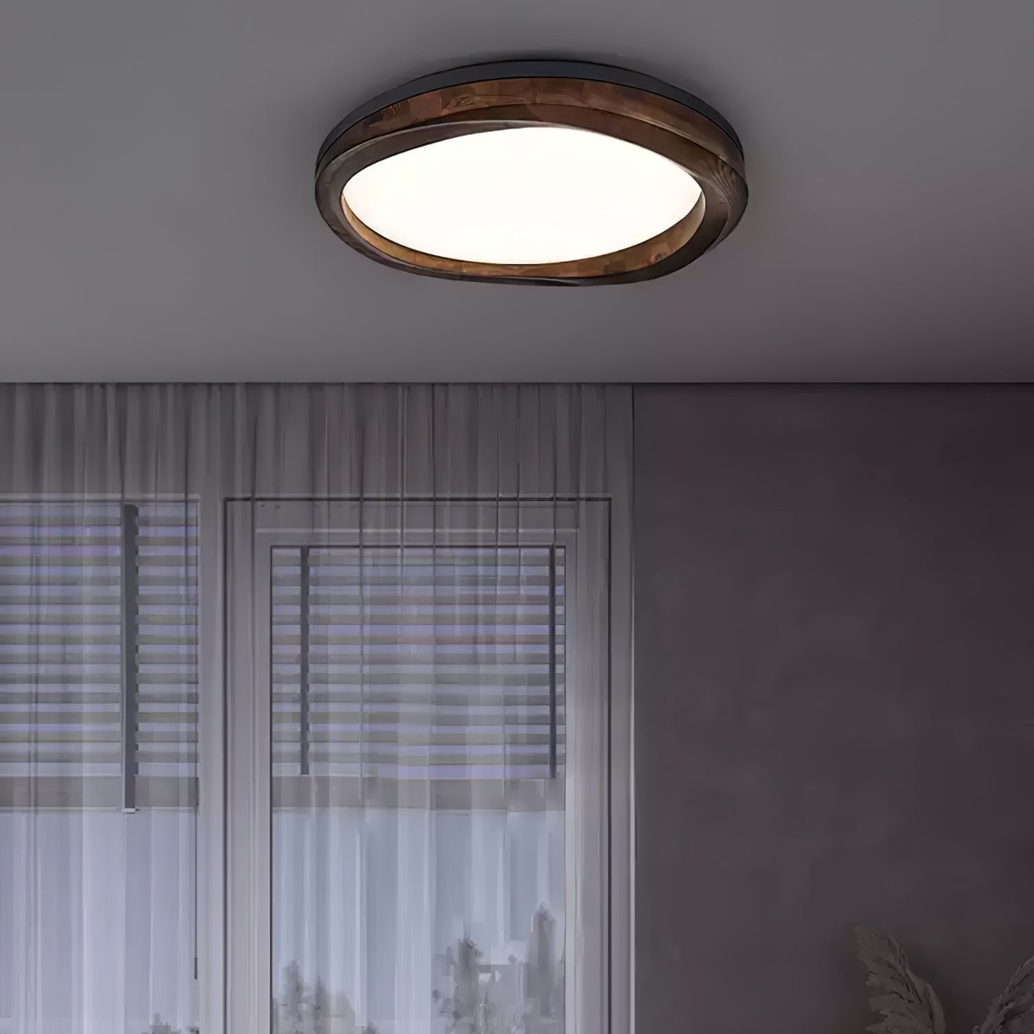 Artalis Walnut Wood Flush Mount