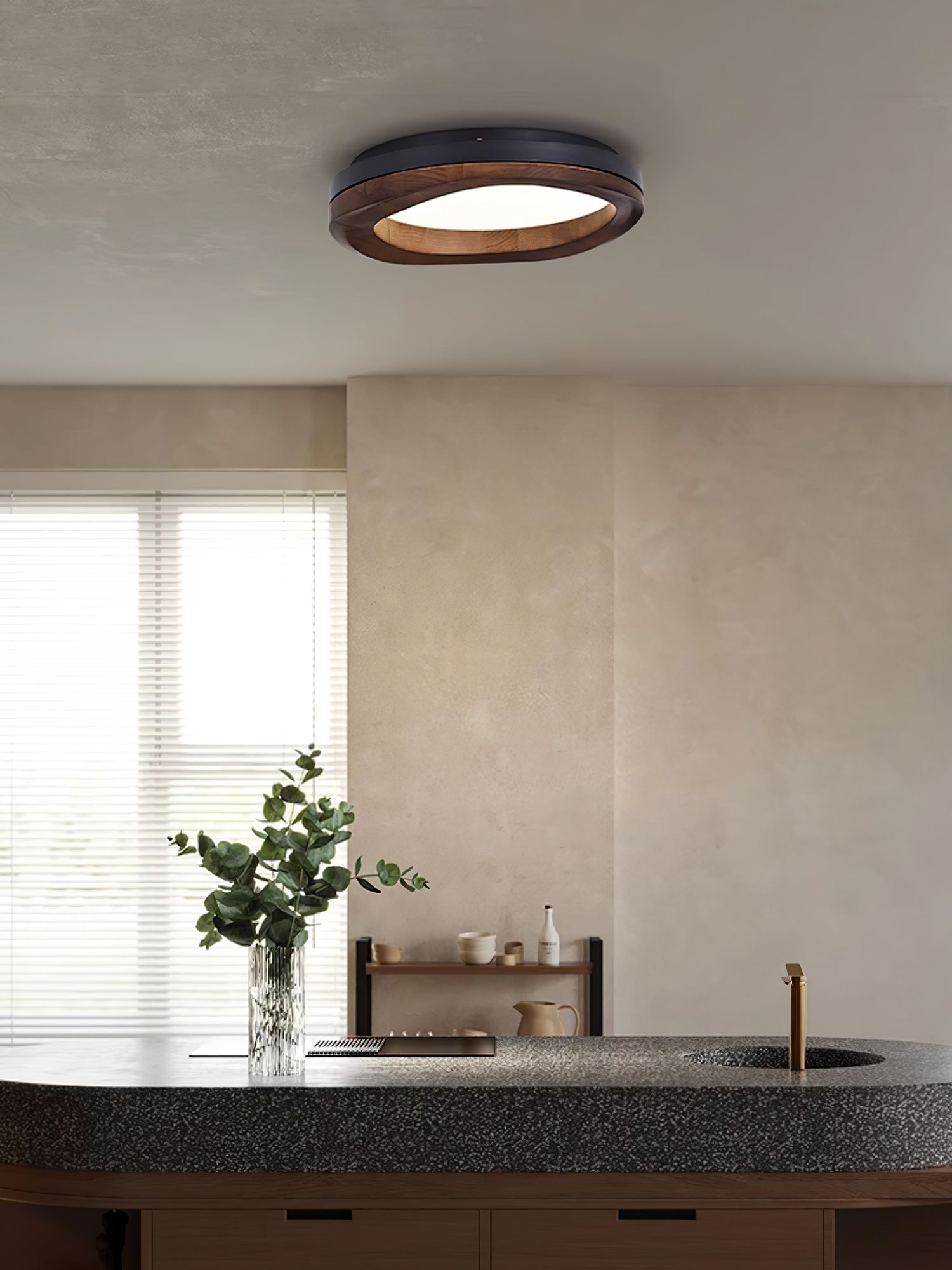 Artalis Walnut Wood Flush Mount