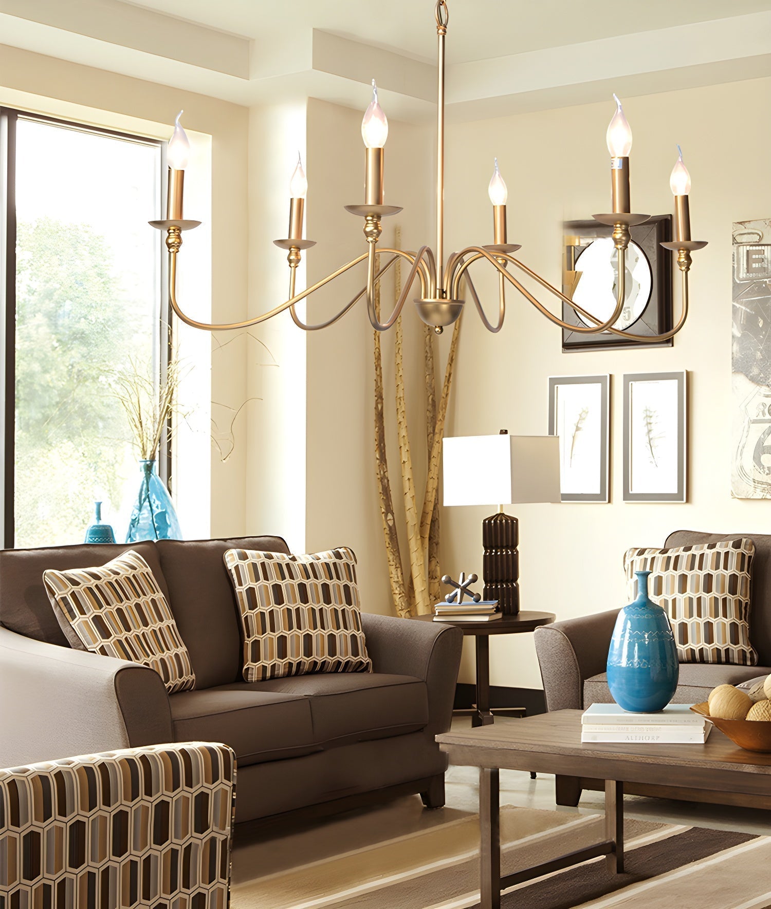Orielissa Chandelier Gold Candle Curved Arms