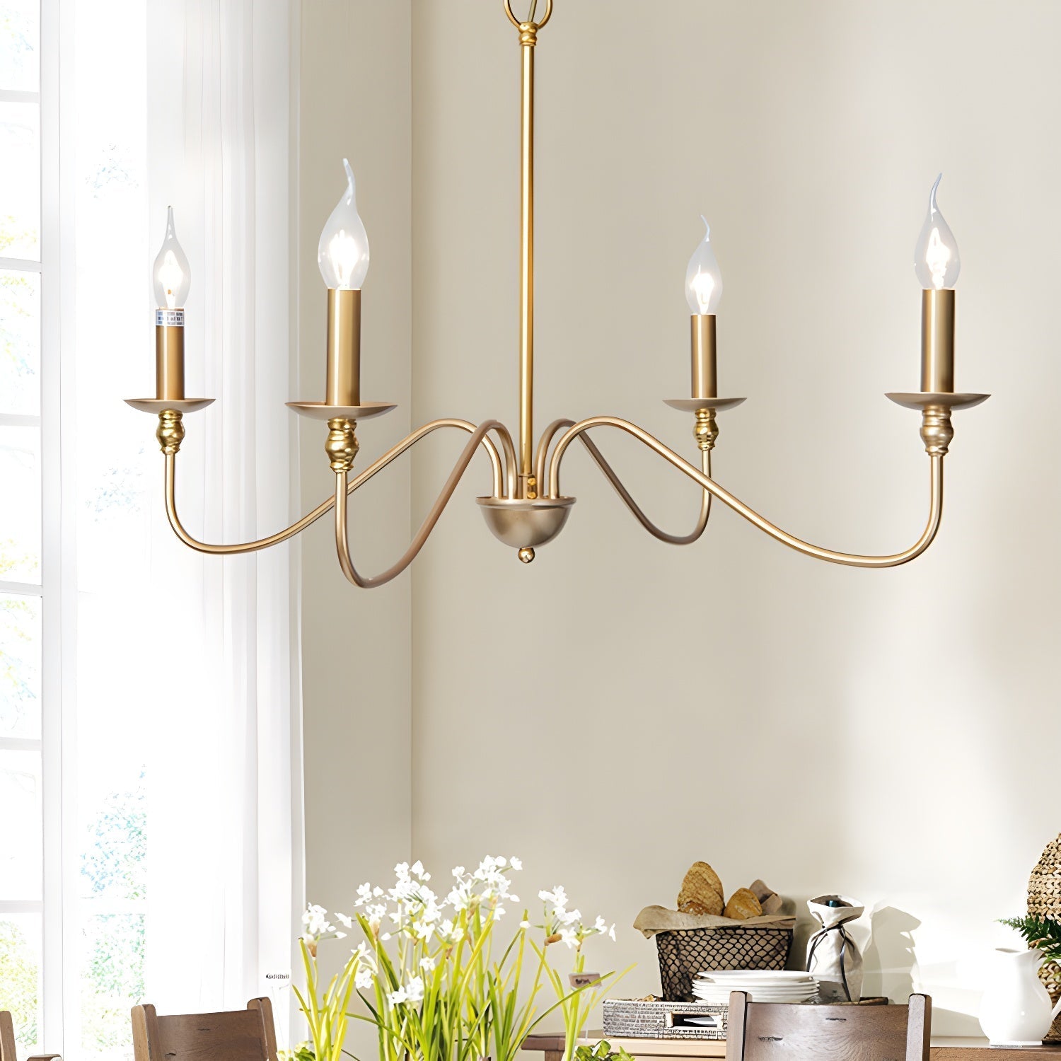 Orielissa Chandelier Gold Candle Curved Arms